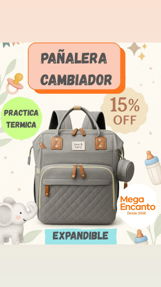 PAÑALERA CAMBIADOR BEBÉ MORRAL CON USB